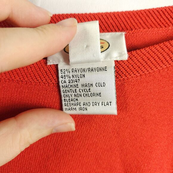 VTG Talbots Womens Medium Red Orangish Red Pullover Rayon Nylon Sweater - Picture 3 of 7